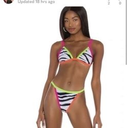 Beach Riot Mika Zebra Neon Trim Triangle Bikini Top - XS - NWOT