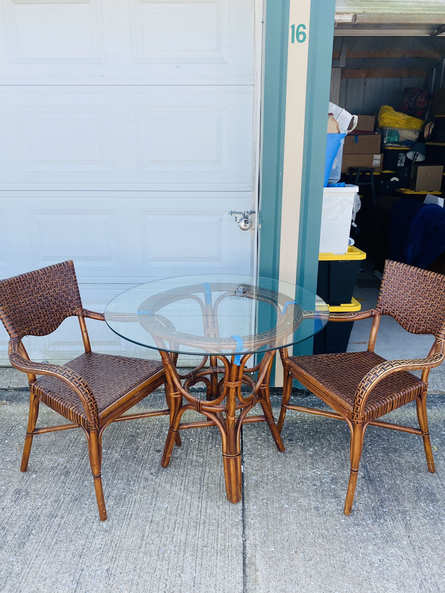 Rattan Table And Two Chair’s 