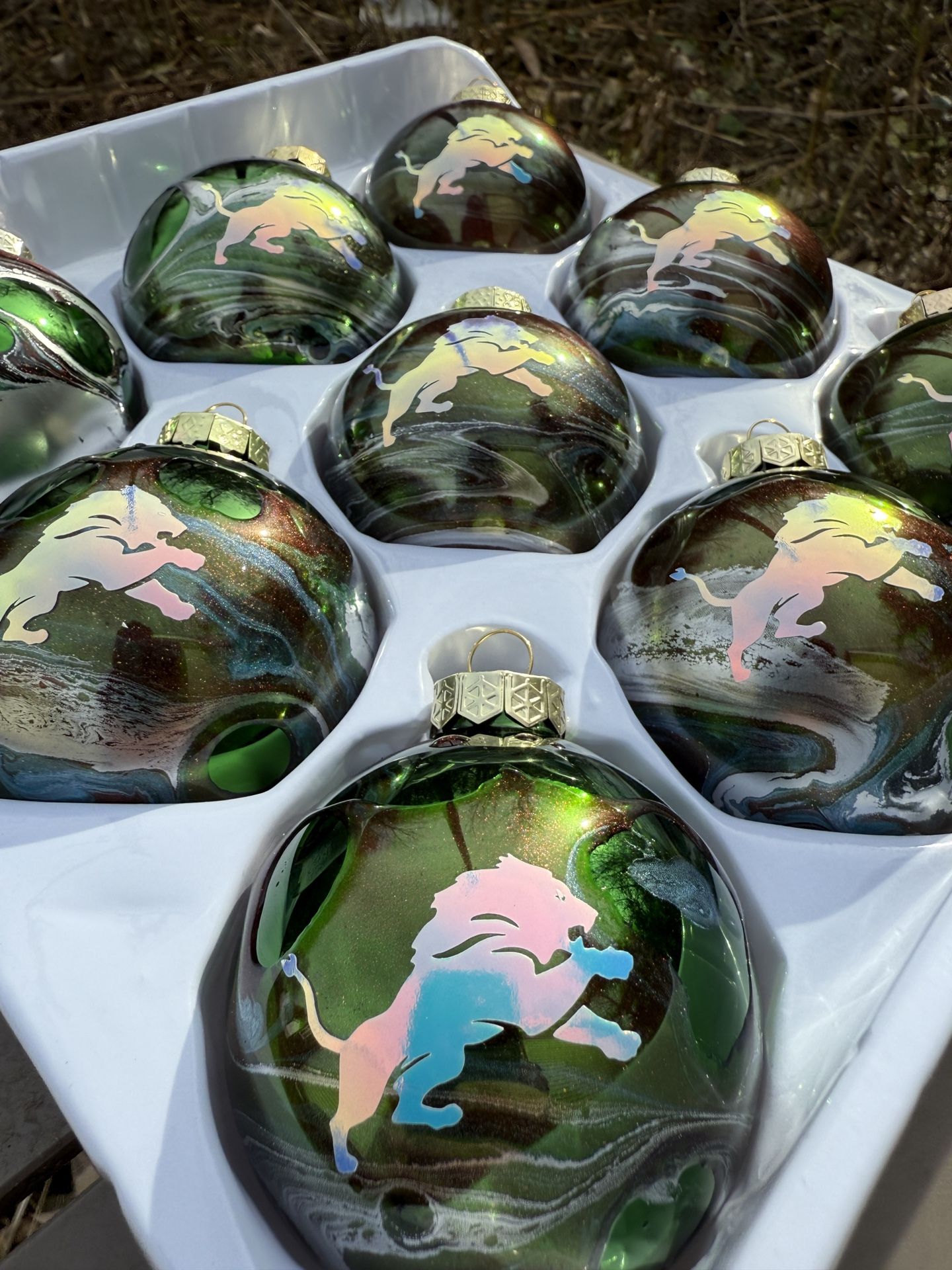 Detroit Lions Epoxy Resin Christmas Ornaments (sold In sets)