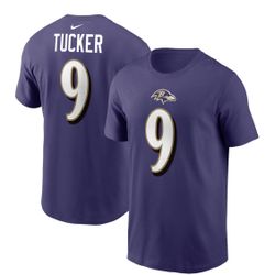 Men's Baltimore Ravens Justin Tucker Nike Purple Player Name & Number T-Shirt