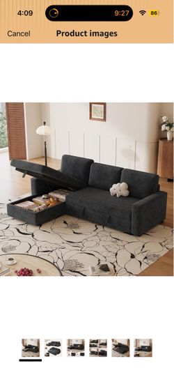 L Shaped Convertible Sleeper Sectional Sofa Bed, Dark Gray