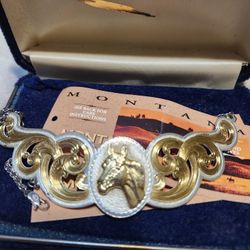Montana Silversmiths Horse Bib Necklace-Choker - 925 Sterling Chain
