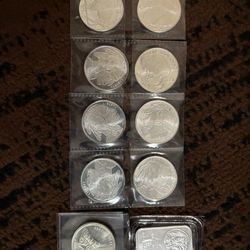 Lot 10 Silver Bars/Rounds