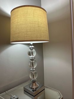 Crystal Ball Table Lamp with Drum Shade