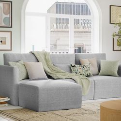 NEW IN BOX Gray Modular Sectional Sofa + Ottoman — Drew Barrymore