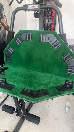 Octagonal Green Felt Poker Table Top with Chips