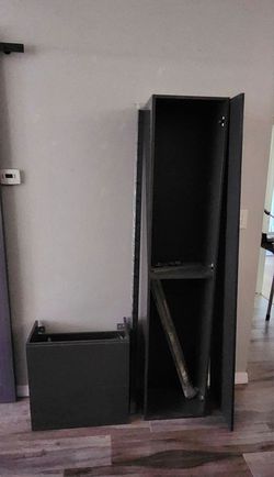 Ikea [Floating] Bathroom Vanity [2 drawer] slow close + matching Tower, with Door & glass shelves