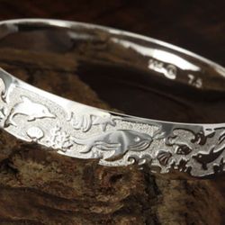 Solid 925 Sterling Silver Hawaiian Sea Life Bangle