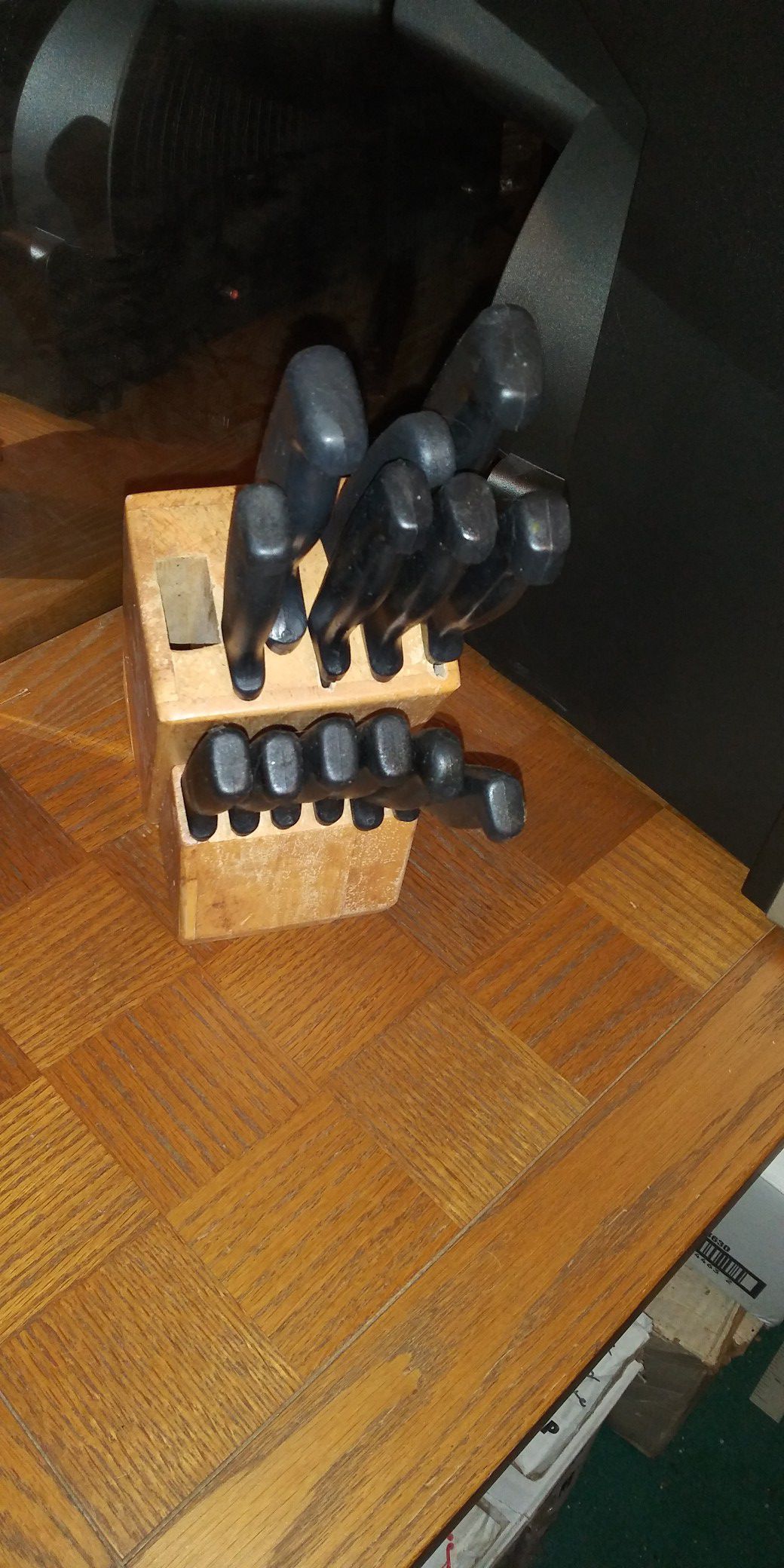 Set of knifes in wood block