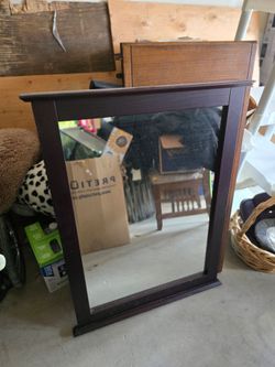 Dark wood mirror