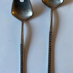 MID CENTURY NORWAY ELK TINN PEWTER SERVING SET Spoons
