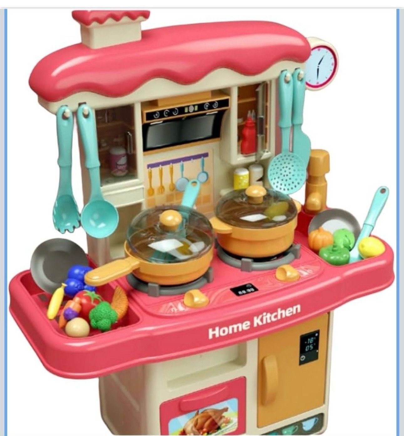 Kids Kitchen Toy Set, Toddler Kitchen Set with Sound and Light, Stove, Play Sink and Toy Kitchen, 31 Piece Set for Kids 2-12 Years Old