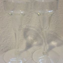 Set Of 2 Crystal Stem Glass,Votive Holder 6.5" Tall 2.5" Across Top