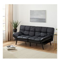 Mainstays Memory Foam Futon, Black Faux Leather