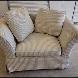 Off-white Striped “Bauhaus” Large Upholstered Chair