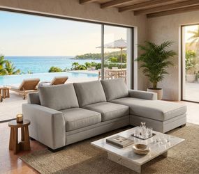 Living Spaces Light Gray Sectional Sofa with Chaise