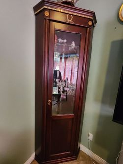 Mahogany Corner Curio Cabinet with Glass Door