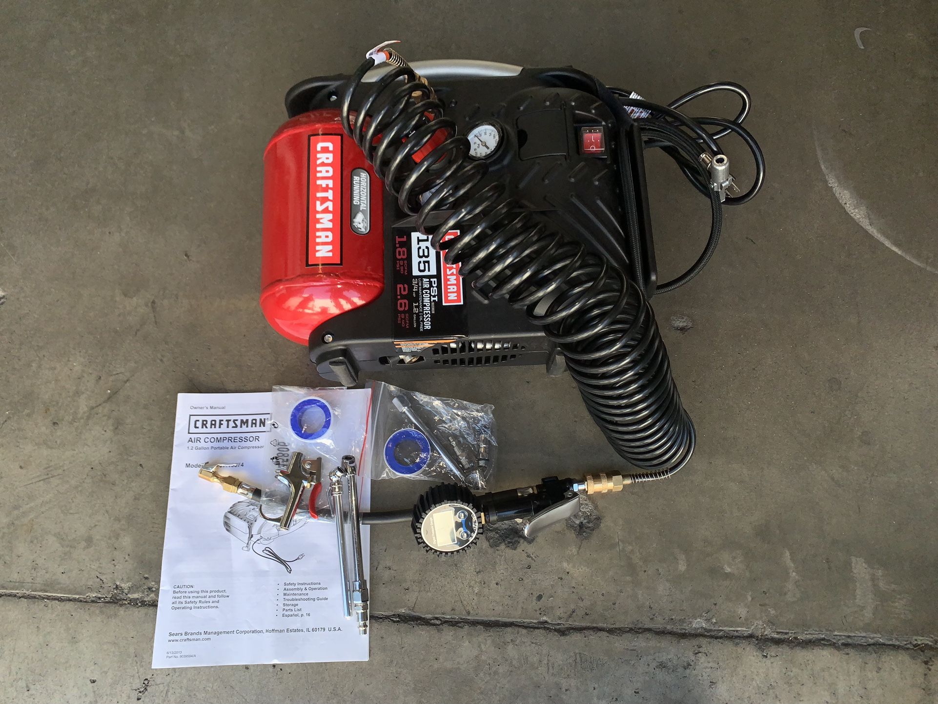 LIKE NEW Craftsman AirBoss Portable Air Compressor comes with