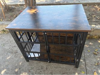 31.5" Dog Crate Furniture, Chew Resistant Dog Crate for Small Dogs Puppy, Heavy Duty Dog Crates Dog Kennel Cage Indoor with Double Doors, Rustic Brown