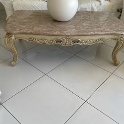Italian Renaissance marble table, solid wood
