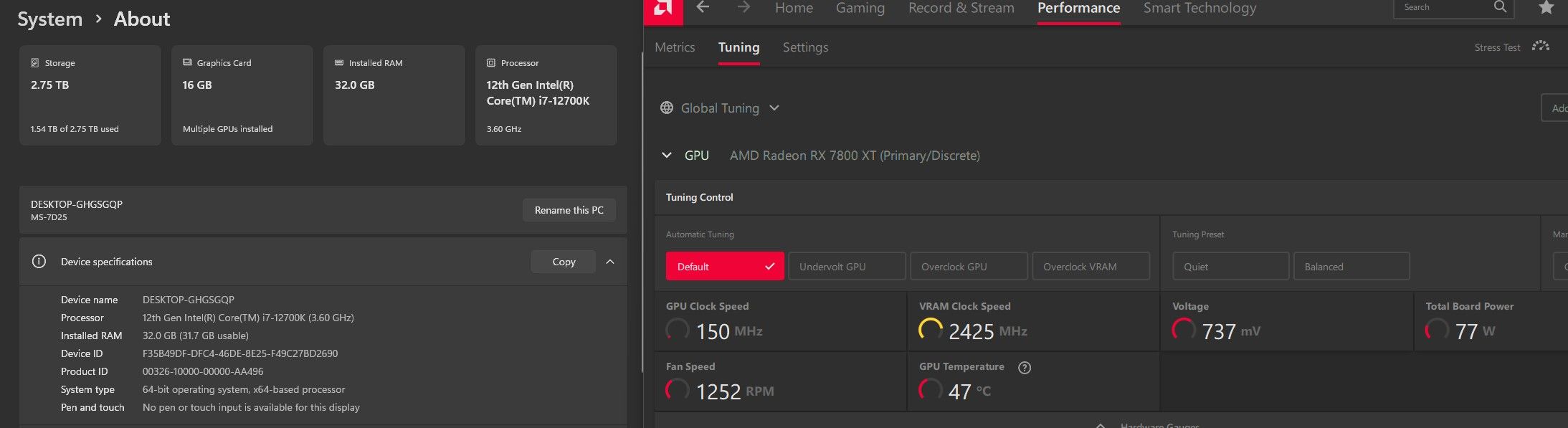Custom Gaming PC i7-12th Gen/ RX 7800 XT/ 32GB DDR4