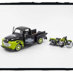 ☠️ Harley Davidson ☠️ 1948 Ford F1 Pickup & 1948 FL Panhead Set - 1:24 Scale *NIB*
