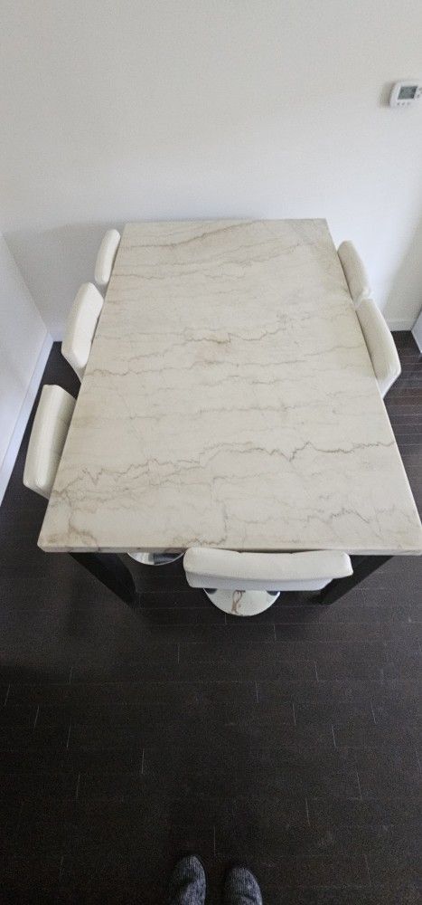White Marble Dining Table With Chairs