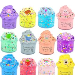 Slime Kit 12 Pack, with 6 Butter Slime and 6 Crystal Slime for Party Favors, Christmas Slime Putty Soft and Non-Sticky, Birthday Gift Carnival Prizes,