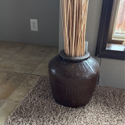 Set Of Two Vases W/ Dried Sticks