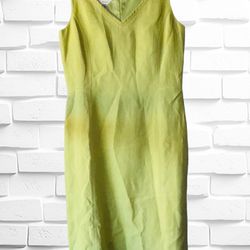 Talbot’s Women’s Size 8 Lime Green 100% Irish Linen Sleeveless Sheath Dress •EUC