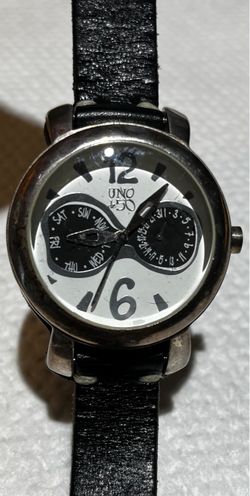 UNO de 50 Multifunction Watch Black Leather Strap