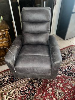 Gray Leather Power Recliner Chair