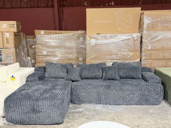 Modular Sectional Sofa L-Shaped Cloud Couch Deep Seat with Chaise Corduroy Modern Couches Furniture Set for Living Room&Apartment(Gray) 💰399$ 🔥🔥?