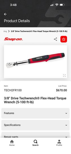 Snap on 3/8 TECH2FR100