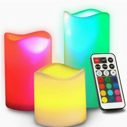 Flameless Candles with Remote, [Real Flickering & Real Ivory Color] Novelty Place Battery Powered LED Pillars Candle with Remote Control 