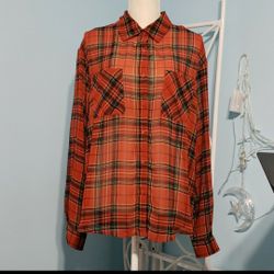 Sheer Plaid Button Up