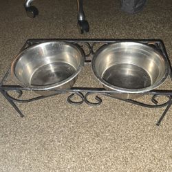 🐾 Raised Pet Feeder – Metal Stand + Two Stainless Bowls - Large 🐾