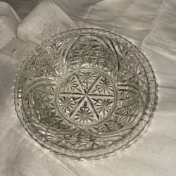 Vintage Anchor Hocking Stars and Bars Crystal Serving Bowl