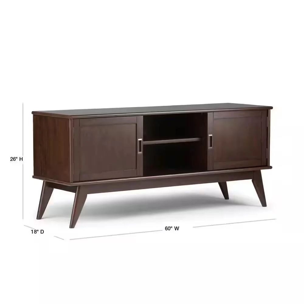 WyndenHall Solid Hardwood Mid Century TV Stand 66