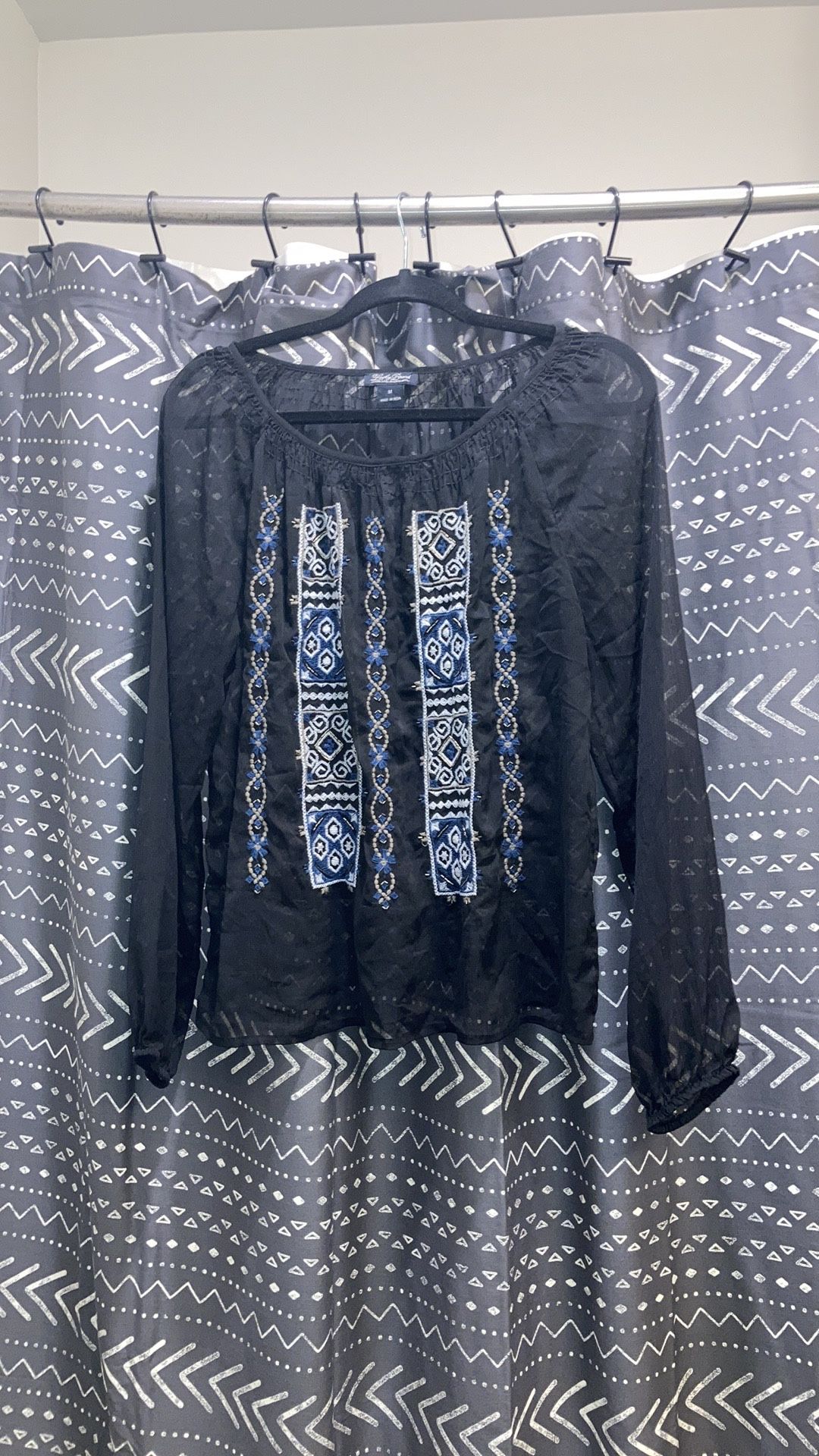 Lucky Brand Sheer Embroidered Top