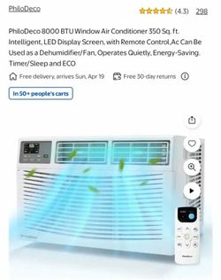 NEW-PhiloDeco 8000 BTU Window Air Conditioner 350 Sq. ft. Intelligent, LED Display Screen, with Remote Control,Ac Can Be Used as a Dehumidifier/Fan, O