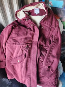 Womens Burgundy Sherpa Jacket