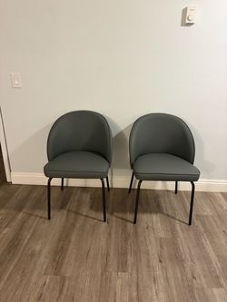 Set of 2 Gray Faux Leather Dining Chairs NEW (UTC Area)