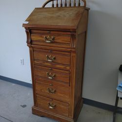 Solid Wood Lingerie Chest / Drop Leaf Desk At Top