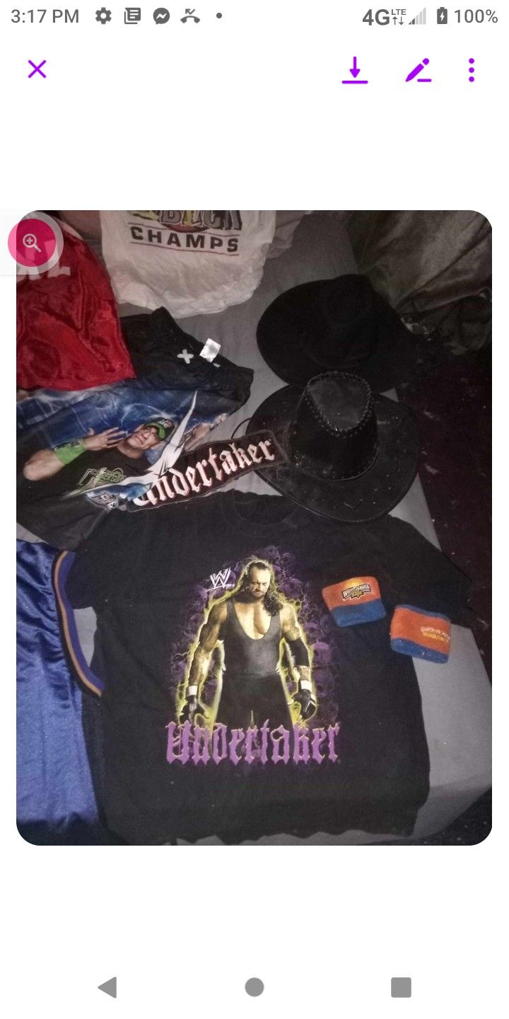 Wwf Undertaker Bundle .T-shirt 2 Hats Embroidered And 2 Sweat Bands From March 30 2008