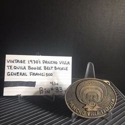 Vintage 1970S Pancho Villa Tequila Booze Belt Buckle General Francisco