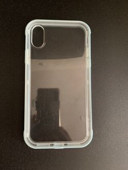 Clear iPhone XS/X case with blue bumper