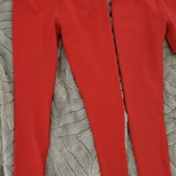 Red Leggings with Stretch. Soft & Fleece Lined Medium