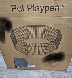 New Foldable Metal Dog Exercise Pen with Bottom Pad and Top Cover