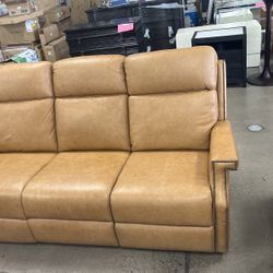 MS Vaughn 67.5” Genuine Leather Rolled Arm Power Reclining Sofa